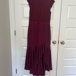 Elegant Burgundy Lace Dress